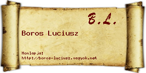 Boros Luciusz névjegykártya